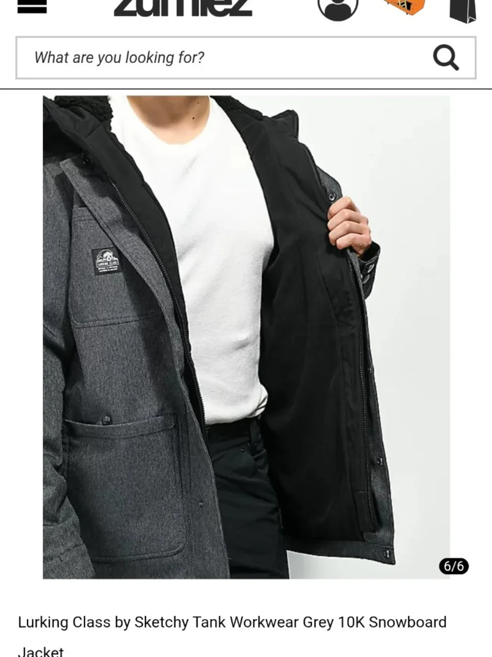 LURKING CLASS workwear gray 10K snowboard jacket Brand new. never worn
